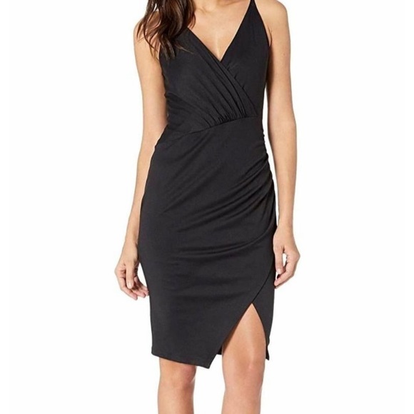 Susana Monaco Dresses & Skirts - Susana Monaco Women's Black Gathered Sleeveless Front Slit Wrap Dress Size Mediu
